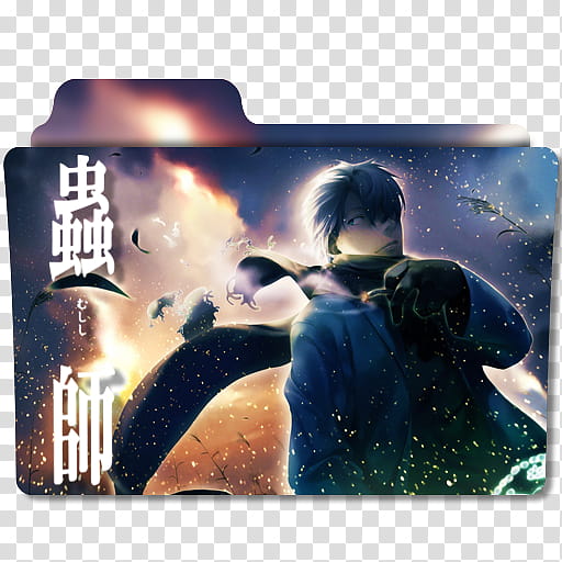 Anime Icon , Mushishi v, man wearing scarf and blue coat file folder icon illustration transparent background PNG clipart