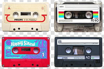 , four cassette tapes transparent background PNG clipart