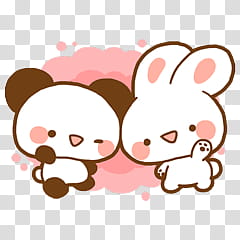 Cute pnk , rabbit and panda illustration transparent background PNG clipart