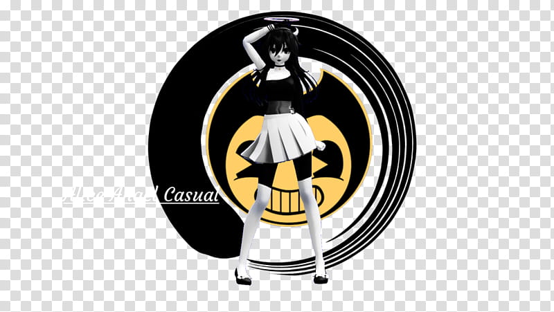 [MMDxBATIM]TDA Alice Angel Casual Outfit + DL, woman standing with white and black logo print transparent background PNG clipart