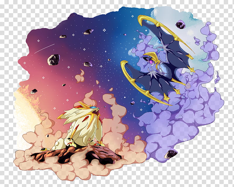 Solgaleo and Lunala, Solgaleo and Lunala Pokemon illustration transparent background PNG clipart