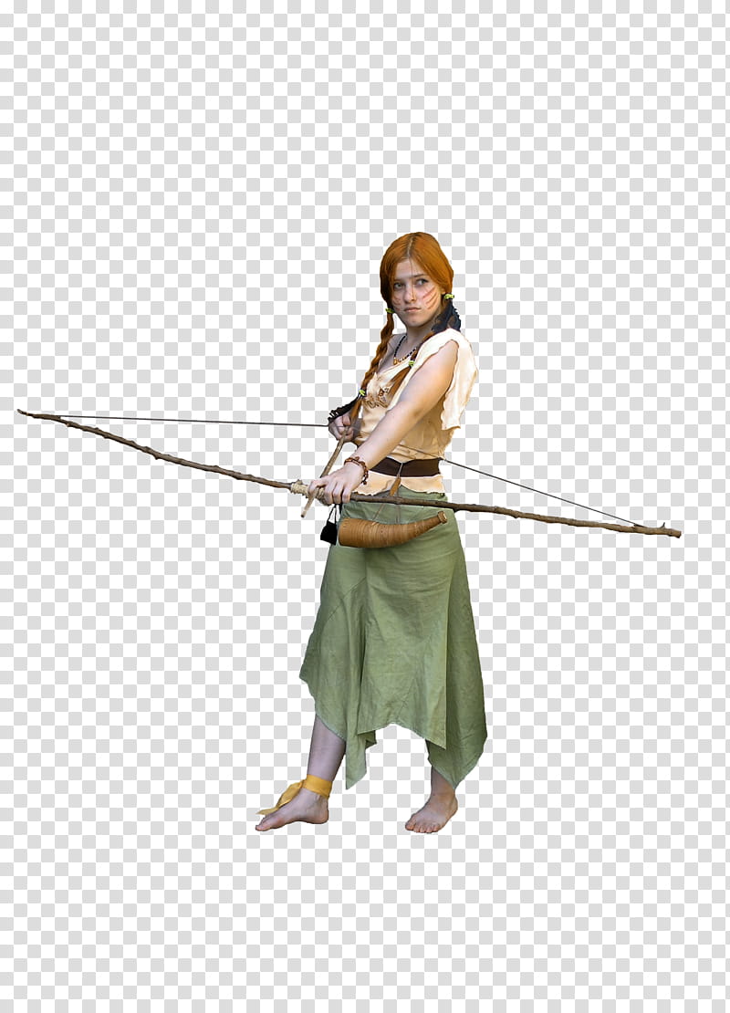 Savage Hunter, woman holding composite bow transparent background PNG clipart