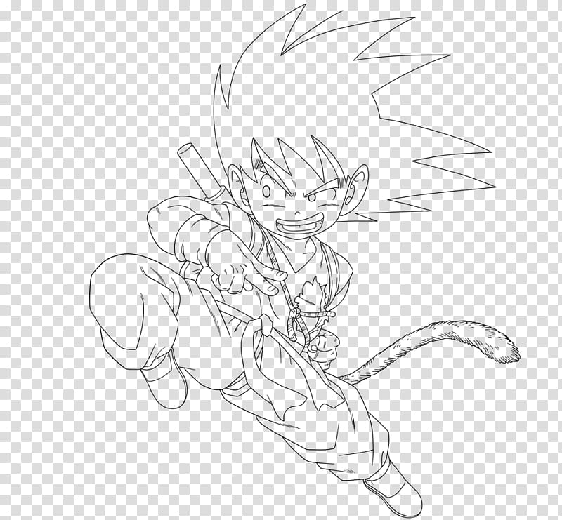 Dragon Ball, kid Goku , Lineart transparent background PNG clipart