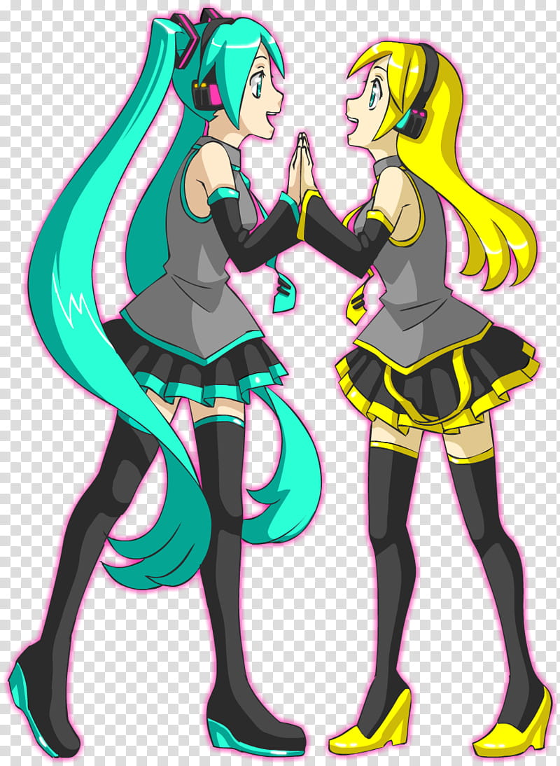 VOCALOID ROCKS MY SOCKS, two women cartoon characters transparent background PNG clipart