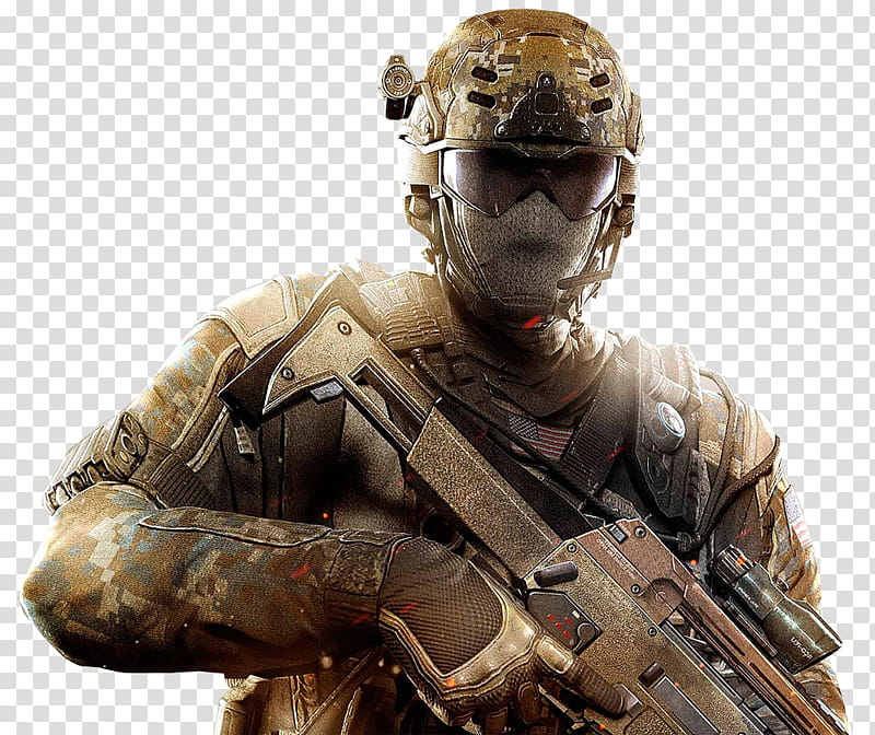 Call of Duty Black Ops II Render , soldier wearing mask and goggles while holding GC rifle transparent background PNG clipart