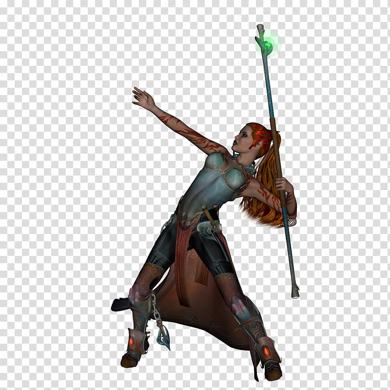 Elf warrior set , woman character holding stick transparent background PNG clipart