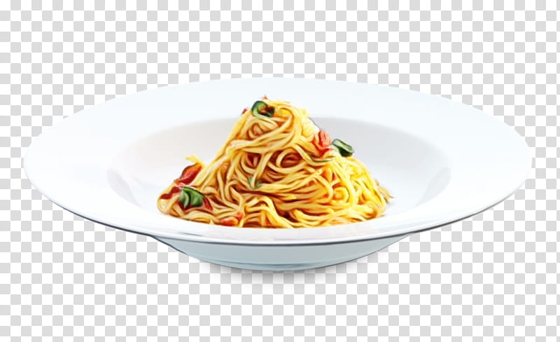 food spaghetti dish noodle cuisine, Watercolor, Paint, Wet Ink, Capellini, Bigoli, Ingredient, Taglierini transparent background PNG clipart