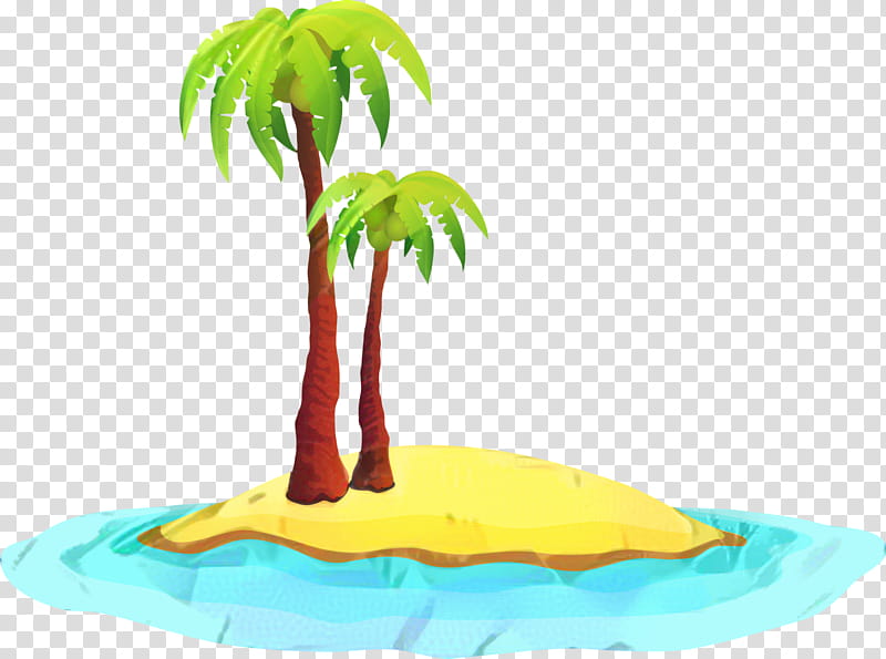 Coconut Tree, Cartoon, Island, Sea, Desert Island, Beach, Palm Tree, Arecales transparent background PNG clipart