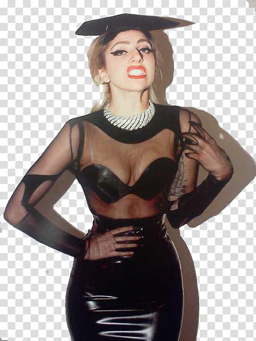 Lady Gaga in black mesh dress transparent background PNG clipart