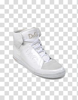 Shoes, unpaired white Dolce & Gabbana leather high-top shoe transparent background PNG clipart