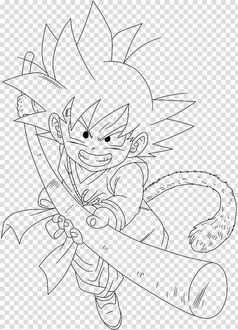 Dragon Ball, Kid Goku , Lineart transparent background PNG clipart