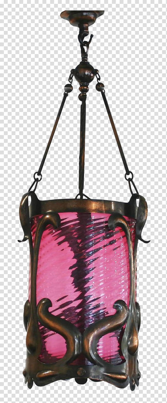 Lanterns, gold-colored and pink pendant lamp art transparent background PNG clipart