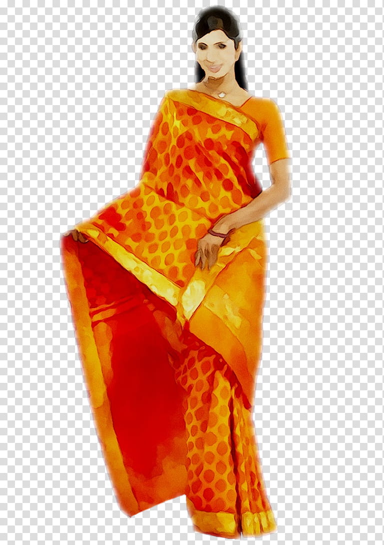 Orange, Sari, Clothing, Shalwar Kameez, Dress, Fashion, Costume, Midriff transparent background PNG clipart