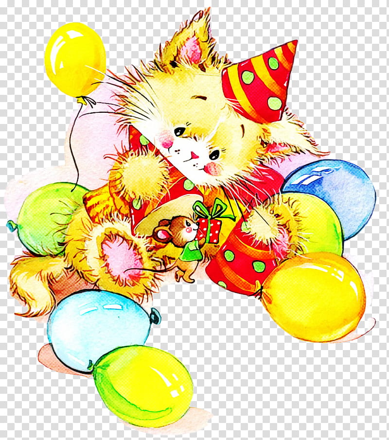 party supply balloon toy, Watercolor Cat, Cute Cat transparent background PNG clipart