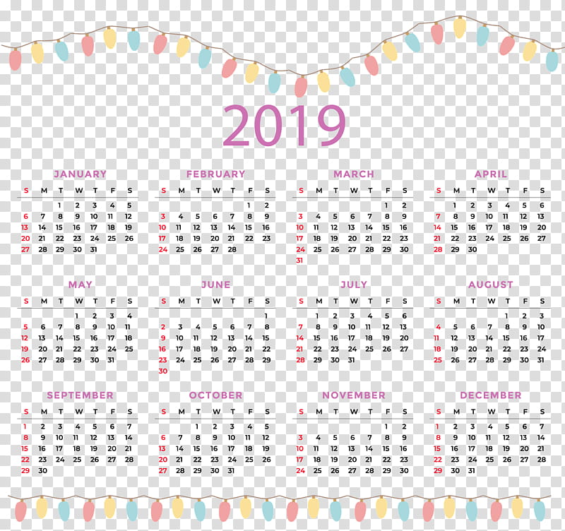 New Year Template, Calendar, Online Calendar, Month, 2019, February, Ordinal Date, 2018 transparent background PNG clipart