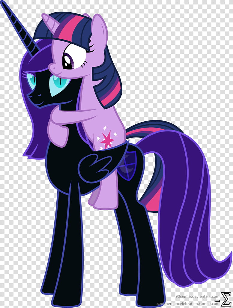 Nyx and Twilight Sparkle Hugging (), two black and pink my little pony illustration transparent background PNG clipart