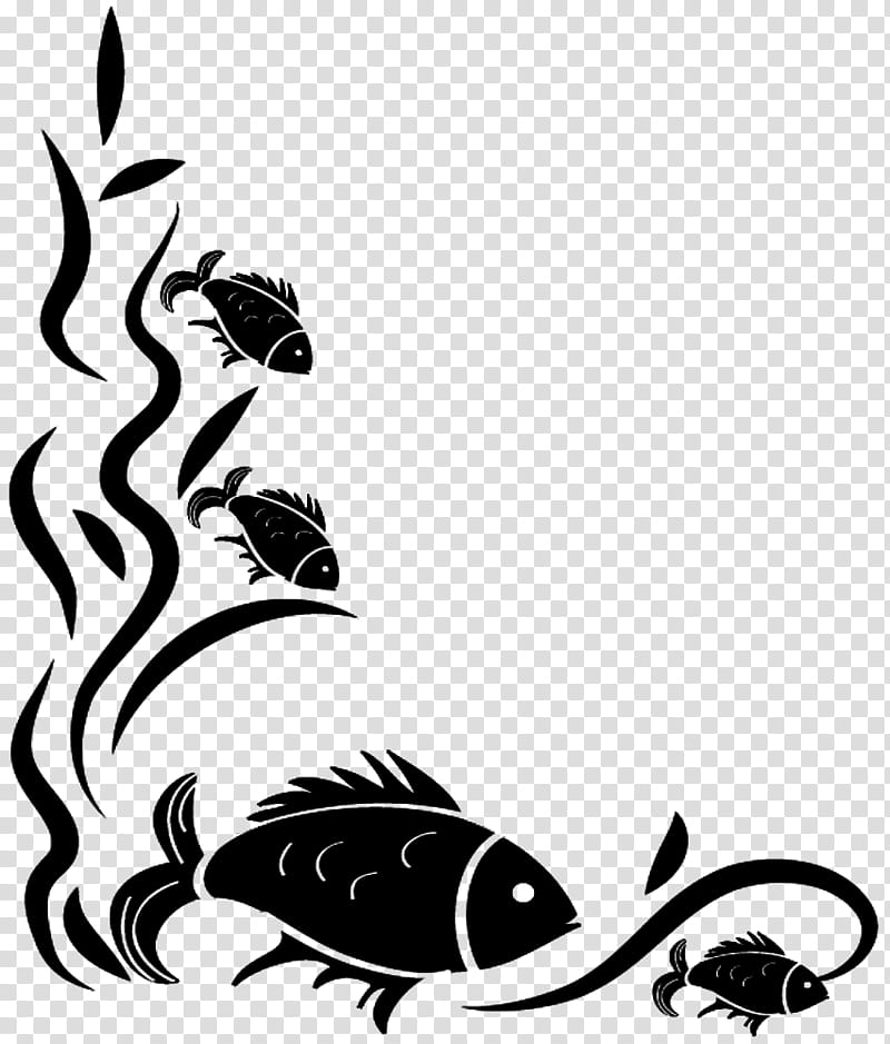 four black fish illustration transparent background PNG clipart