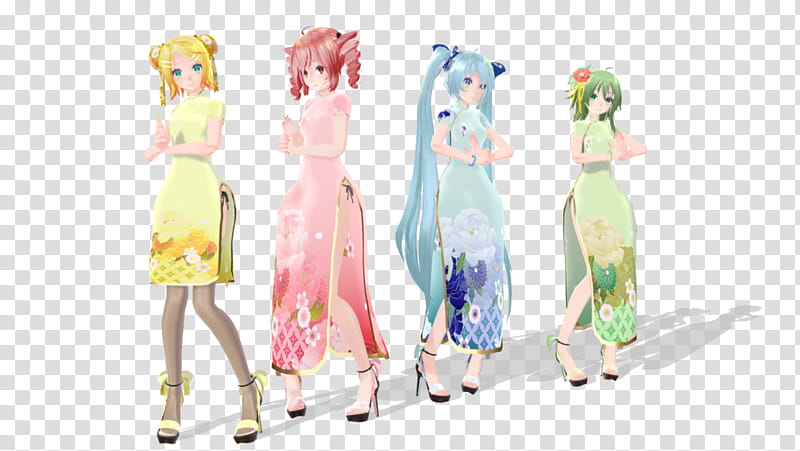 .:TDA China Dress:., variety of anime characters transparent background PNG clipart