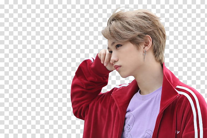 STRAY KIDS  STAR , man wearing red adidas track jacket transparent background PNG clipart