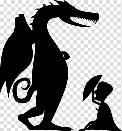 Dragon Drawing, Silhouette, Chinese Dragon, Dragonslayer, Saint George And The Dragon, Monster, Head, Blackandwhite transparent background PNG clipart