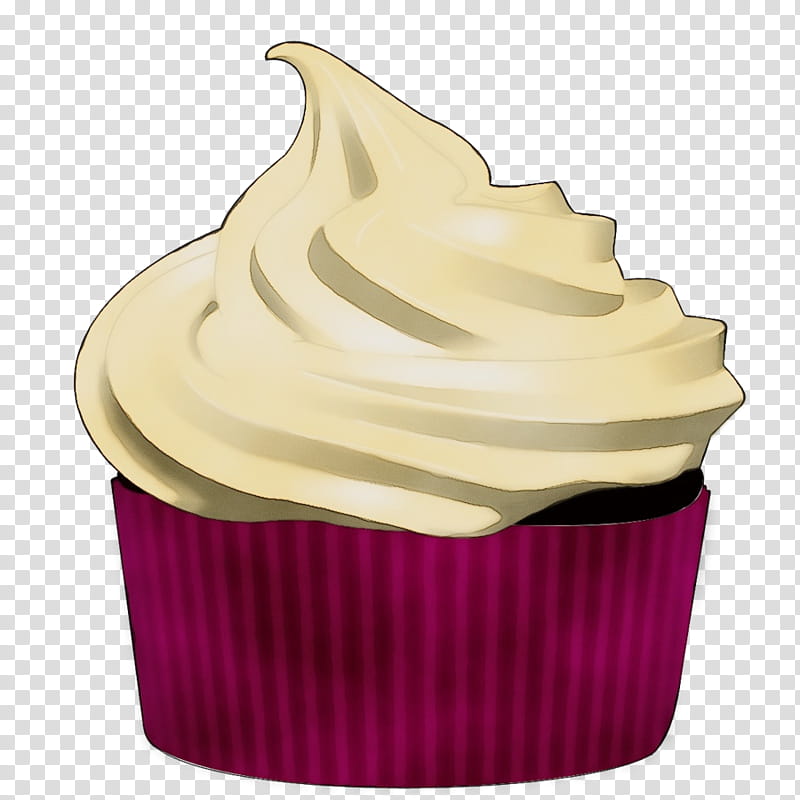 baking cup cream icing food dessert, Watercolor, Paint, Wet Ink, Cupcake, Buttercream, Frozen Dessert, Frozen Yogurt, Soft Serve Ice Creams transparent background PNG clipart