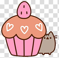 Pusheen Cat Valentine Day Cian, pink and beige cupcake illustration transparent background PNG clipart