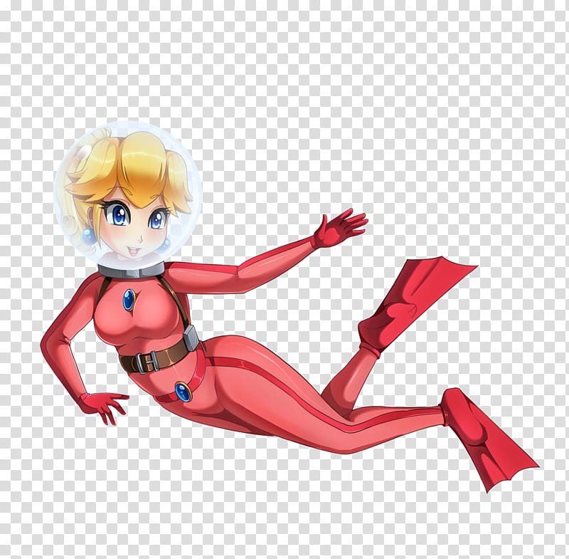 Aqua Peach, woman in red wetsuit cartoon graphic transparent background PNG clipart