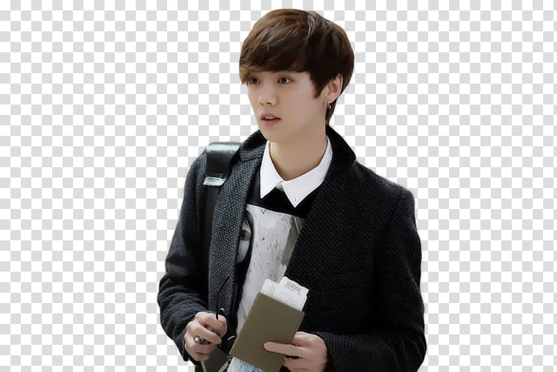 Render LuHan, man holding passport transparent background PNG clipart