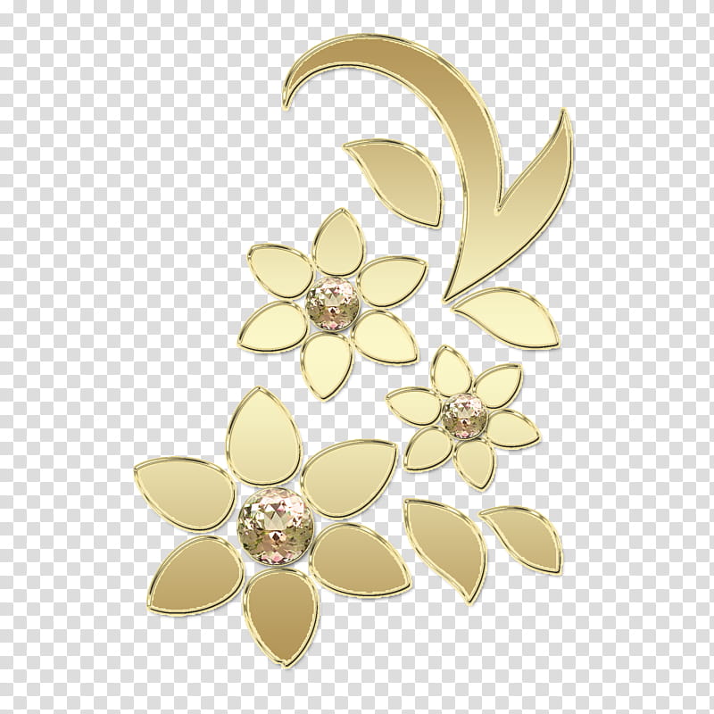 Graceful decorative embellishm, gold-colored flower transparent background PNG clipart