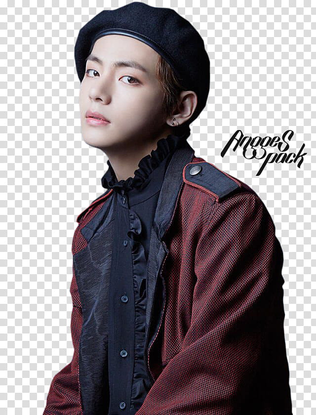BTS Profile Japan AnggeS, man in maroon jacket and black beret hat transparent background PNG clipart