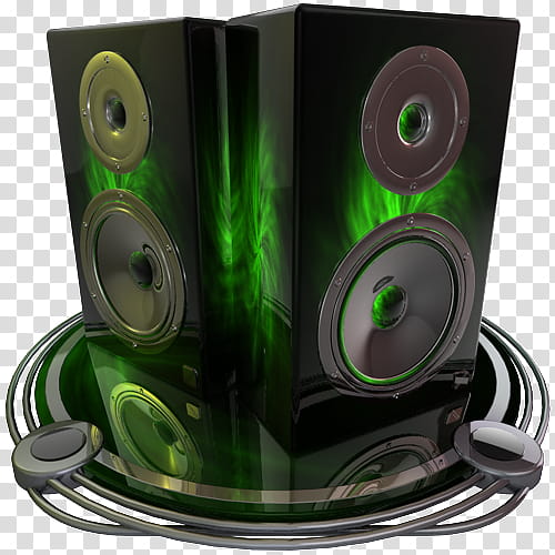 chrome and green icons, speakers green transparent background PNG clipart