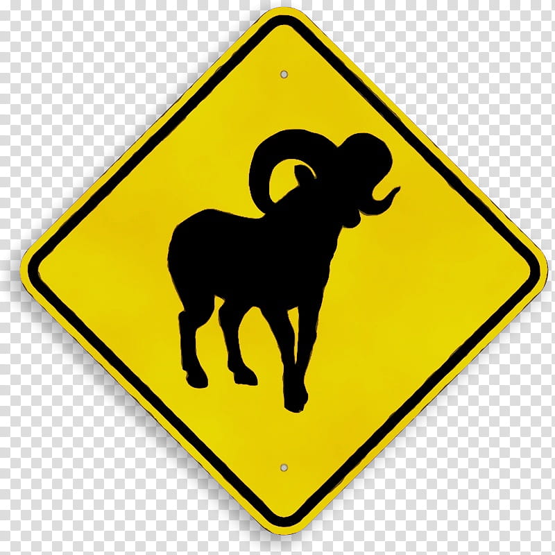 sign goats yellow traffic sign aries, Watercolor, Paint, Wet Ink, Signage, Sheep, Symbol transparent background PNG clipart