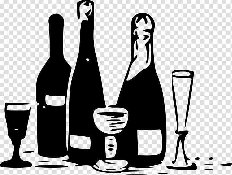 Wine Glass, Glass Bottle, Black White M, Human, Line, Behavior, Alcoholic Beverages, Drink transparent background PNG clipart