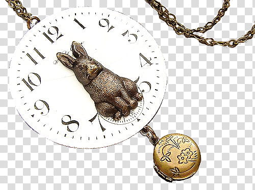 Vintage Bunny Jewelry s, round white and brown bunny embossed analog watch transparent background PNG clipart