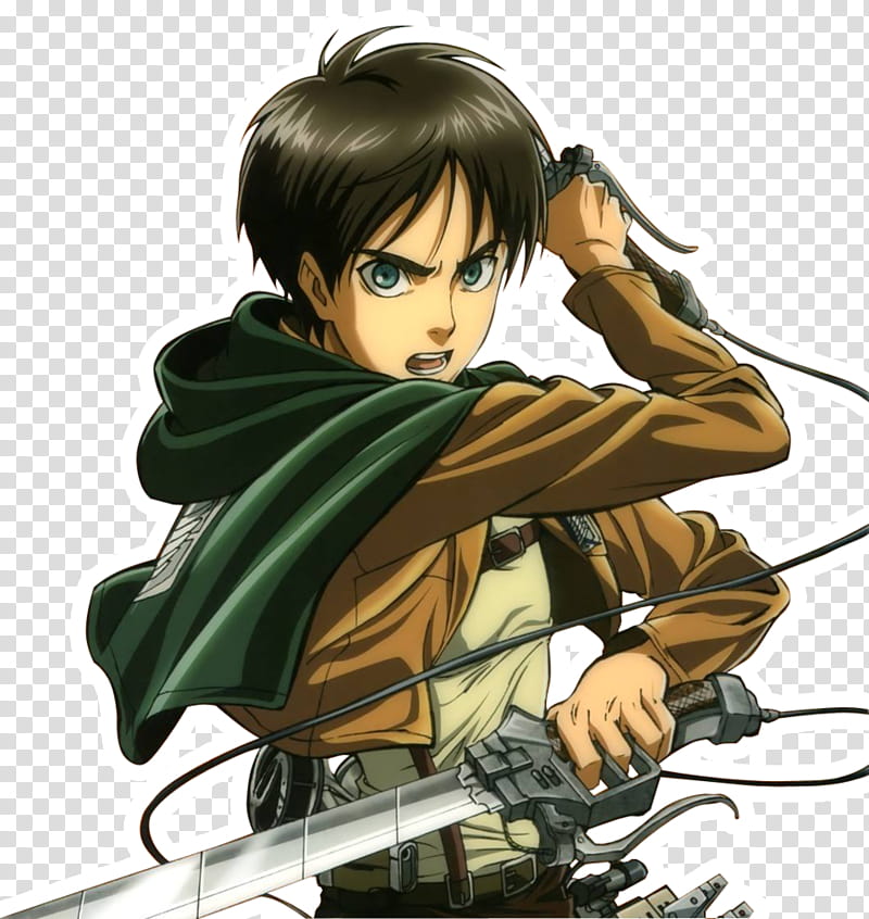Eren Yeager holding swords art transparent background PNG clipart