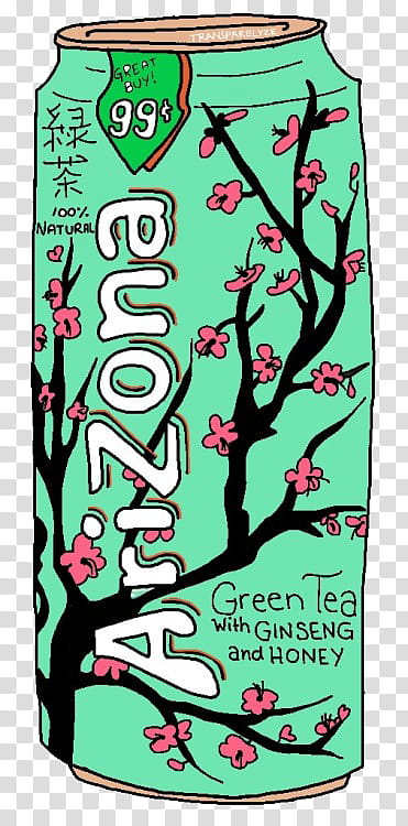 , green Arizona green tea with ginseng and honey can art transparent background PNG clipart