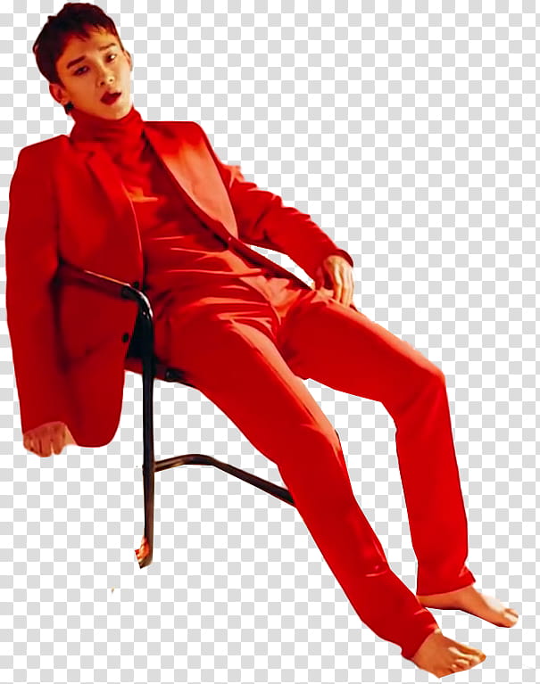 EXO CBX Blooming Day MV, man sitting on chair transparent background PNG clipart