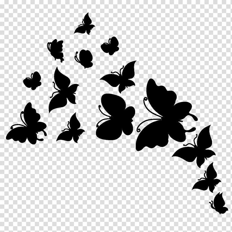 Tree Branch Silhouette, M Butterfly, Black M, Leaf, Plant, Blackandwhite, Ivy, Flower transparent background PNG clipart
