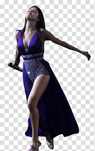 Selena Gomez wotn mexico city, woman holding microphone wearing purple sleeveless dress transparent background PNG clipart