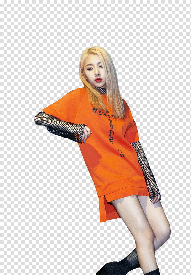 K A R D RUMOR, woman wearing orange mini dress transparent background PNG clipart