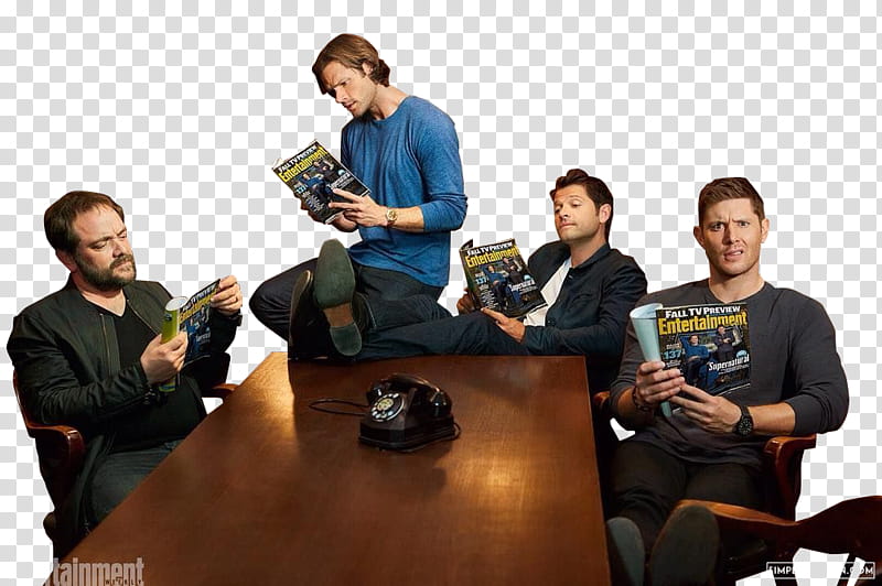 Supernatural Cast, people sits beside the table transparent background PNG clipart