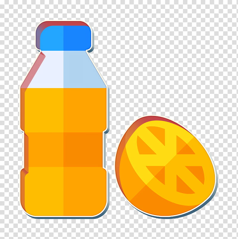 Fruit icon Orange juice icon Summer Food and Drink icon, Water Bottle, Plastic Bottle, Yellow, Orange Soft Drink, Line, Drinkware, Orange Drink transparent background PNG clipart