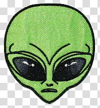 Green aesthetic, green and black alien patch transparent background PNG clipart