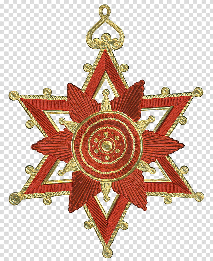 Dresden Paper Medallion Ornament  Red and Gold, red and yellow pendant transparent background PNG clipart