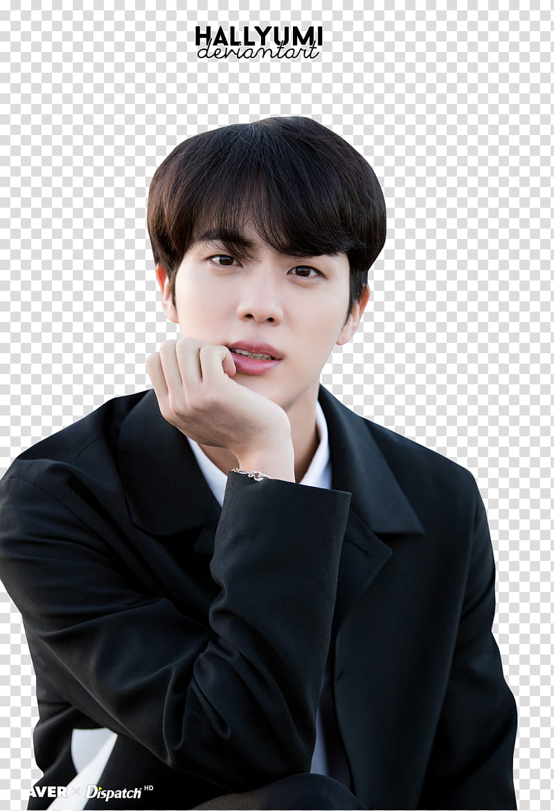 Jin BTS TH ANNIVERSARY, man in black suit jacket illustration transparent background PNG clipart
