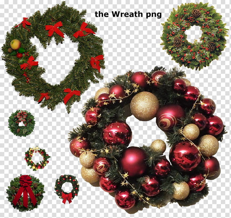 las coronas de navidad, green wreath lot transparent background PNG clipart