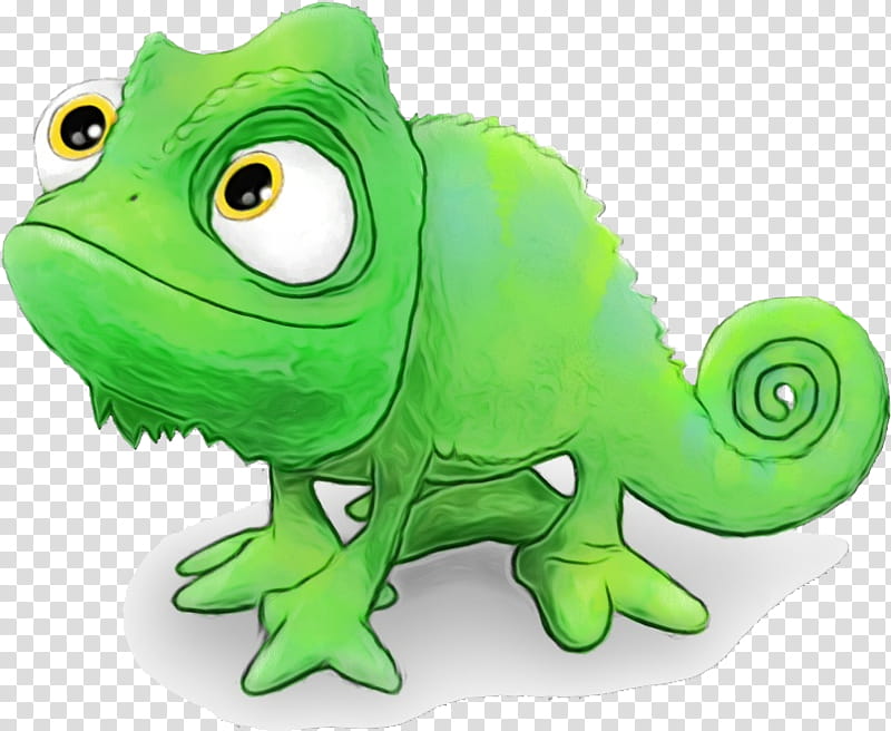 Green iguania lizard cartoon chameleon, Watercolor, Paint, Wet Ink
