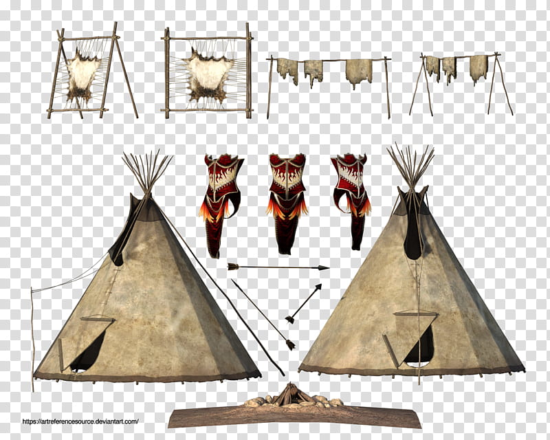Free Teepees Furs Fire Pit Clothing, brown teepee huts transparent background PNG clipart