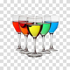 five clear wine glasses transparent background PNG clipart