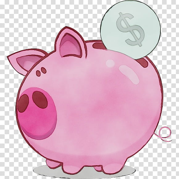 Watercolor, Paint, Wet Ink, Piggy Bank, Saving, Money, Computer Icons, Coin transparent background PNG clipart